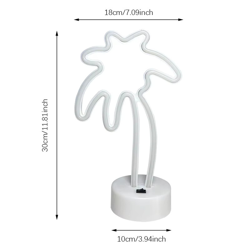 SHENZHITECH Kokosnuss LED-Neonschild mit Sockel als Nachtlampe und Wanddekoration in Weiß, B/T/H: 30,0 x 18,0 x 10,0 cm - Bild 4