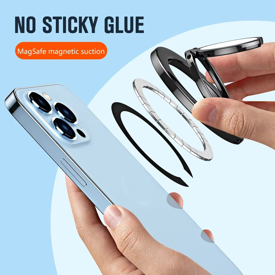WSSHE MagSafe Magnetischer Fingerringhalter und Telefonständer in Schwarz für iPhone 12 13 Pro Max Mini - Bild 4