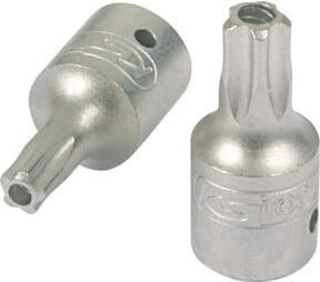 KS Tools 1/4" Bit-Stecknuss Fünfstern mit Stirnlochbohrung TS20 in Silber - Bild 2