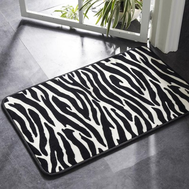 Honlaker Badematte mit geometrischem Muster in Schwarz und Weiß, superweich und saugfähig, rutschfest, B/L: 40 x 120 cm - Bild 1
