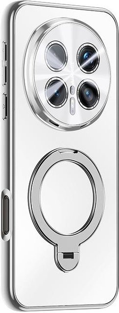 Huawei Honor Magic 8 / 8 Pro Handyhülle mit 360 Grad drehbarem Ständer und galvanisierter matter Oberfläche in Silber, stoßfest und sturzsicher - Bild 1