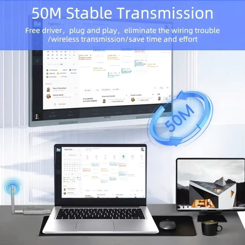 VIKEFON Kabelloser HDMI Sender und Empfänger Set in Silber für 4K UHD Video-Übertragung bis 150m mit Plug & Play für PC, Laptop, TV-Box, Monitor und Projektor - Bild 3