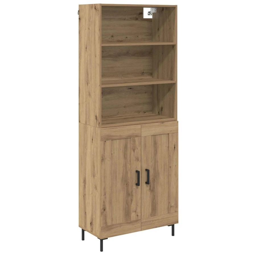vidaXL Highboard Artisan-Eiche in Braun mit Schranktüren und Regalfächern, B/T/H: 69,5 x 34 x 180 cm - Bild 2