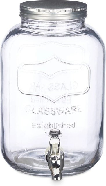 Relaxdays Getränkespender aus Glas in Transparent mit Zapfhahn, Volumen: 5 l - Bild 1