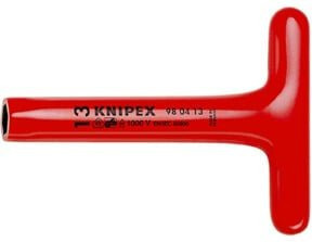 Knipex Steckschlüssel mit T-Griff VDE aus gehärtetem Stahl in Rot, 200 mm - Bild 1