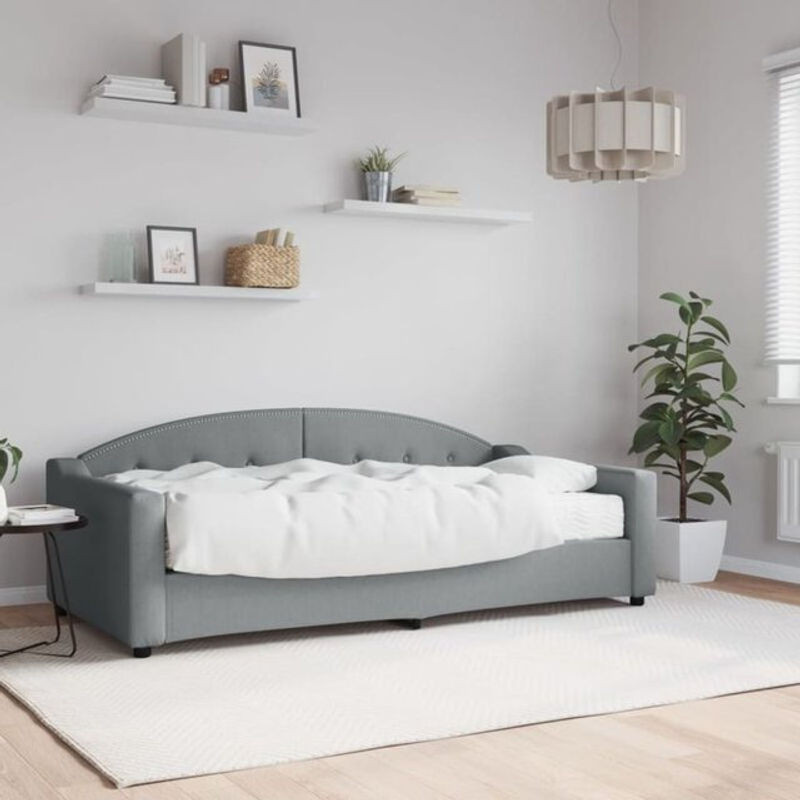 vidaxl Polsterbett Tagesbett mit Matratze aus Stoff und Metall in Grau B/T/H: 90 x 190 cm - Bild 1