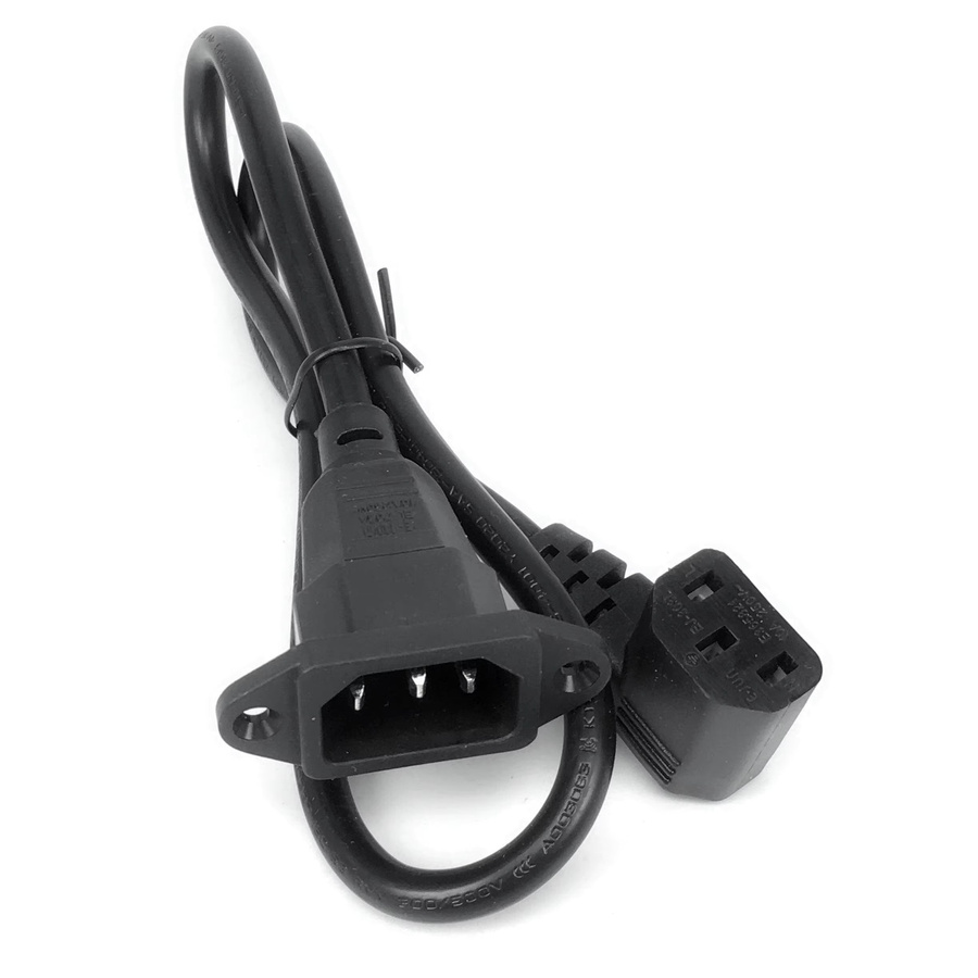 fengyidz IEC320 C14 auf C13 Verlängerungskabel in Schwarz, 60 cm Länge, mit Schraublöchern und rechtwinkligem C13-Anschluss, H05VV-F 3G 0,75 mm - Bild 4