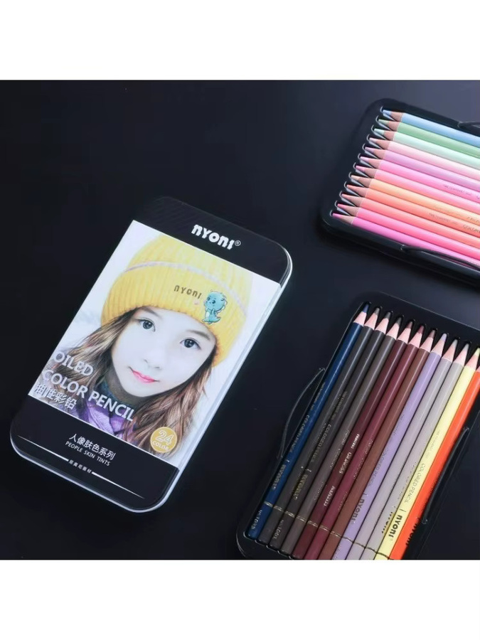 NYONI Buntstifte auf Ölbasis mit 24 Farben in Multicolour für Porträts und Skizzen - Bild 6