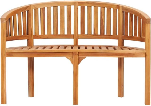 vidaXL Bananenbank aus Teakholz in Braun, B/T/H: 120 x 44,5 x 49 cm - Bild 1