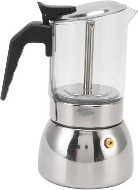Tooarts Glas Moka Pot aus Edelstahl, tragbare klassische italienische Kaffeemaschine, transparent - Bild 1