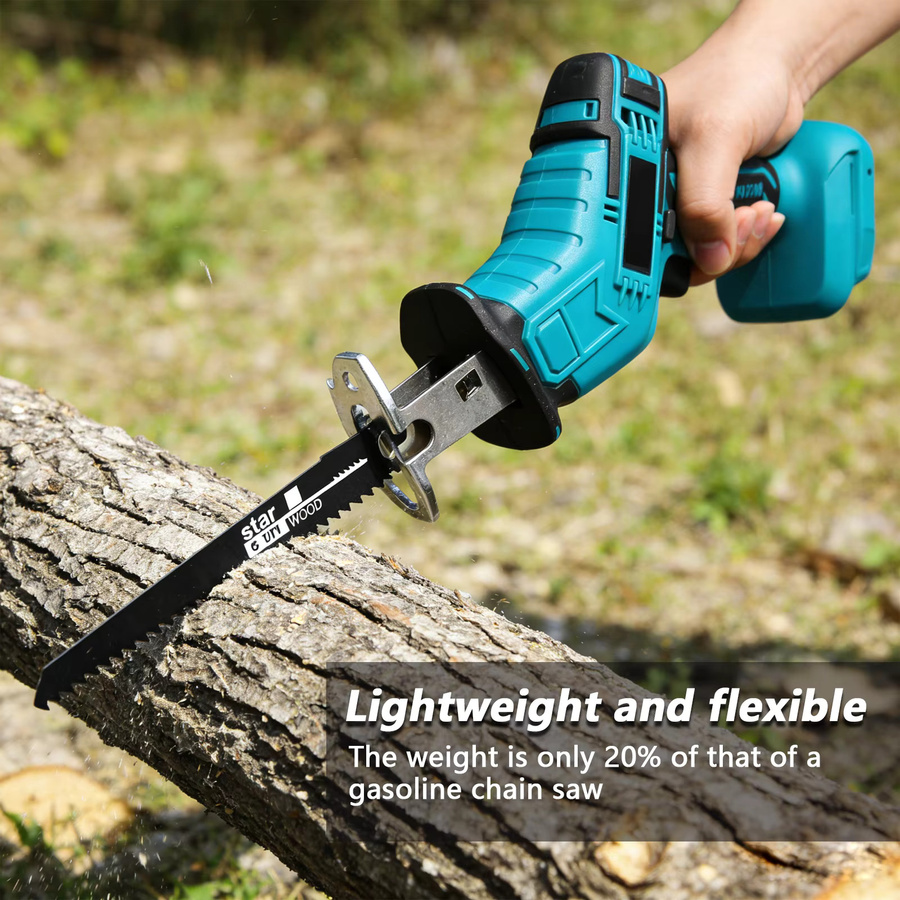OWJHE kabellose bürstenlose Säbelsäge in Blau mit 4000 U/min, kompatibel mit Makita 18V LXT Akku, inklusive 4 Sägeblättern - Bild 2