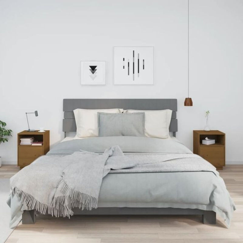 vidaxl Set 2 Nachttische aus Massivholz Kiefer in Braun, B/T/H: 40 x 34 x 55 cm, Landhausstil - Bild 1