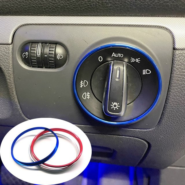 Dekorative Zierring Aufkleber für Auto Scheinwerfer Schalter passend für Volkswagen VW Golf Jett MK5 MK6 Passat B6 B7 CC Touran Tiguan von angelguoguo - Bild 1
