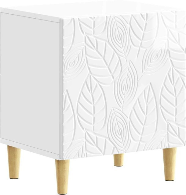 vidaXL Nachttisch in Hochglanz Weiß, modern, B/T/H: 43 x 34,5 x 50 cm - Bild 1