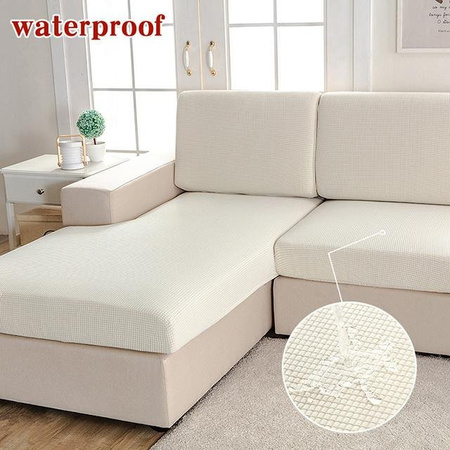 Wasserdichter Jacquard Sofa-Sitzkissenbezug von BRHUIXUE in Beige, elastisch und waschbar
