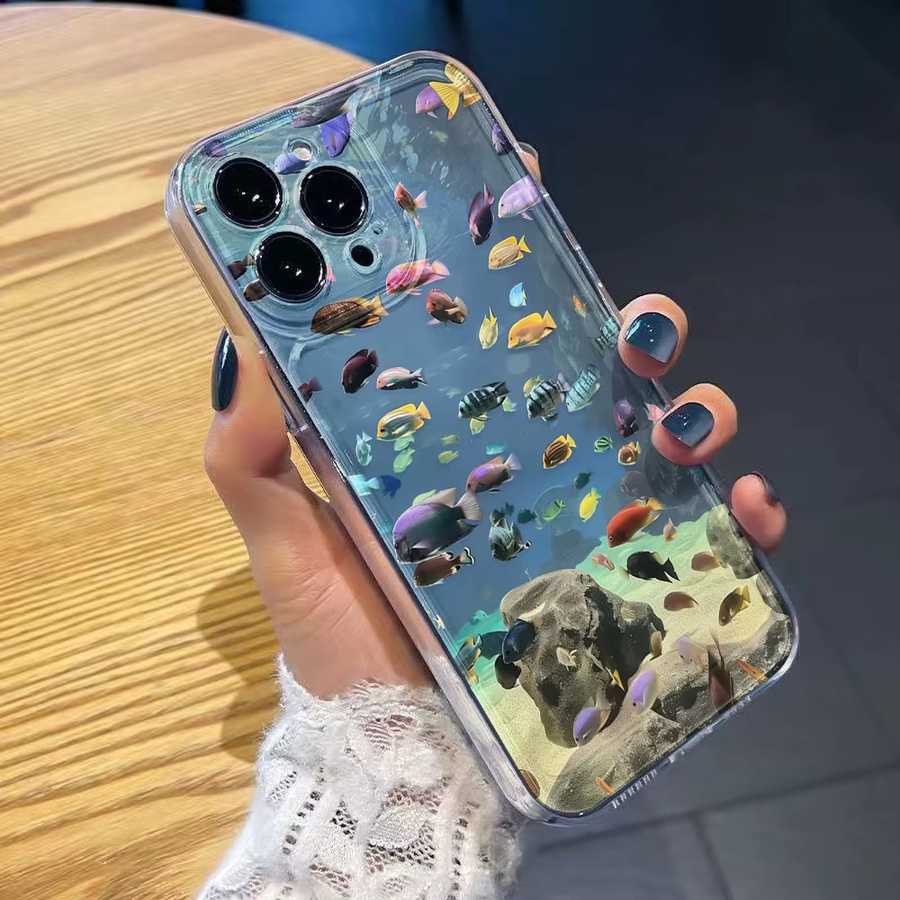 AKABEILA Handyhülle mit transparentem Fisch-Design aus weichem Silikon für iPhone 16 Pro Max, 15 Pro Max, 14, 13, 12 und 11, stoßfeste Silikon-Schutzhülle - Bild 5