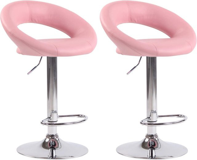 CLP 2er Set Barhocker Olinda Pink Kunstleder mit Chrom-Trompetenfuß und Höhenverstellung - Bild 1
