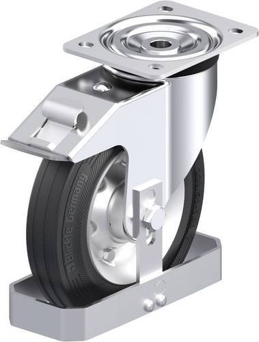Blickle Stahlblech-Lenkrolle L-RD 200K-FI-FS in Schwarz und Silber mit 200 mm Rad-Durchmesser und einer Tragfähigkeit von 350 kg - Bild 1