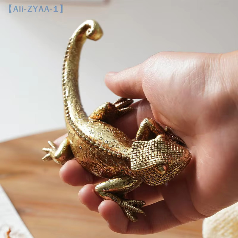 JETTING Gecko Wanddekoration Goldene Eidechse aus Kunstharz als Wandskulptur für Zuhause und Garten - Bild 4
