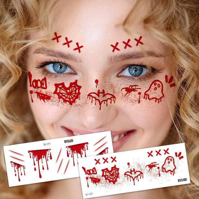 ROCOOART Temporäre Halloween-Tattoos, 6 Blatt, Damen - Bild 1