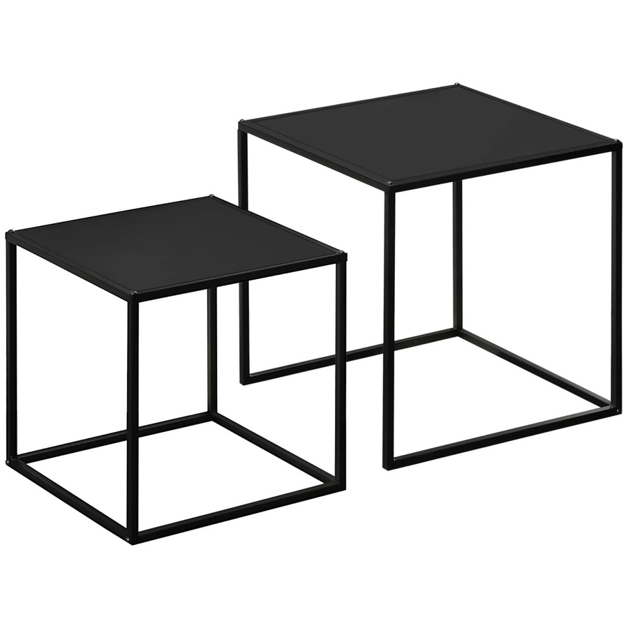 HOMCOM 2er-Set Couchtisch modern aus Stahlgestell in Schwarz matt - Bild 2