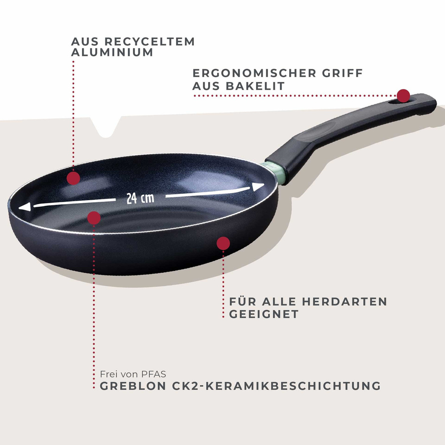 Fackelmann Bratpfanne Brandao aus Keramik und Aluminium in Schwarz, Durchmesser: 24 cm - Bild 3
