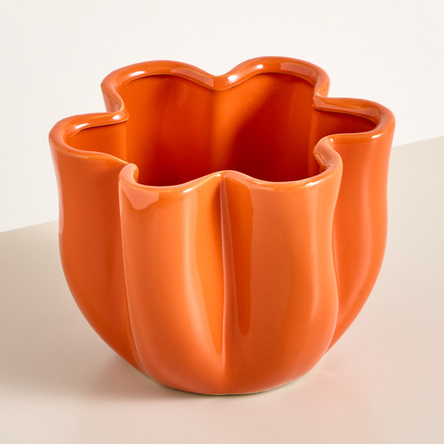 Keramik Übertopf Green Living BLUME2000 Tabletop Orange, Höhe: 18 cm - Bild 1