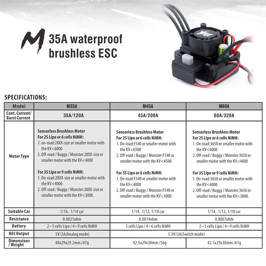Übertreffen Hobby Drehzahlregler, wasserdicht, für bürstenlosen Motor - Bild 3