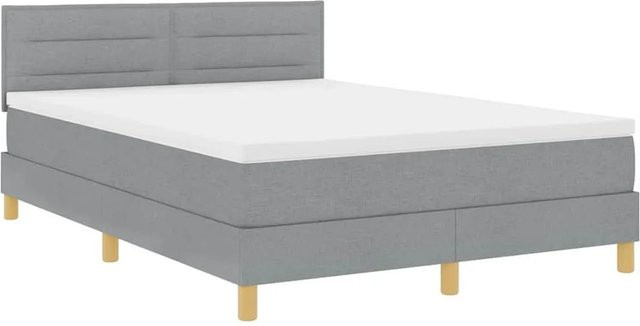 vidaXL LED Boxspringbett mit Matratze Hellgrau B/T/H: 140 x 200 x 28 cm mit USB-Anschluss und Unterbettbeleuchtung - Bild 1