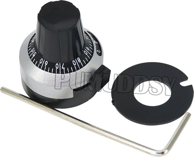 PUMUDDSY Präzisions-Skalenknopf für Multi-Turn-Potentiometer WXD3-12/WXD3-13 3590S, Schwarz, 4mm und 6,35mm - Bild 1