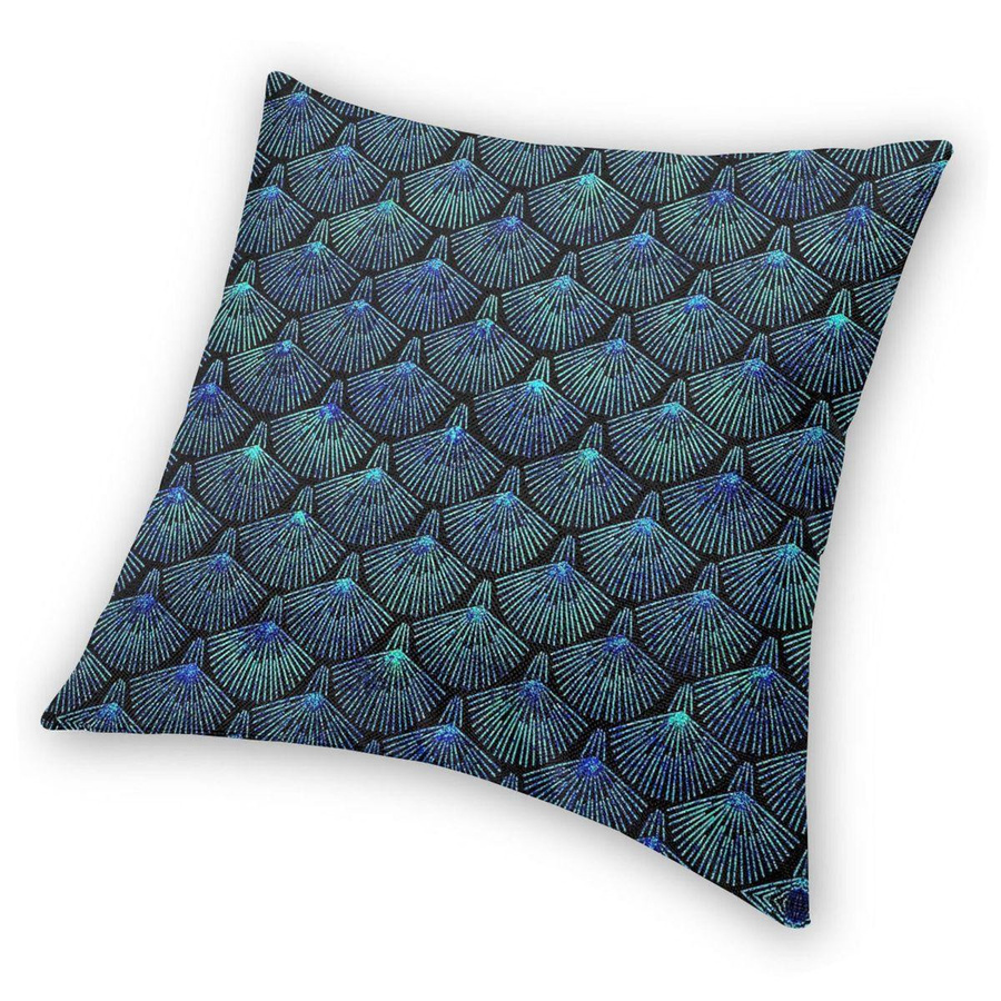Green Harvest Quadratischer Kissenbezug mit Pfauen-Print aus Polyester und Leinen, Mehrfarbig, B/B/H: 18 x 18 x 18 cm - Bild 2