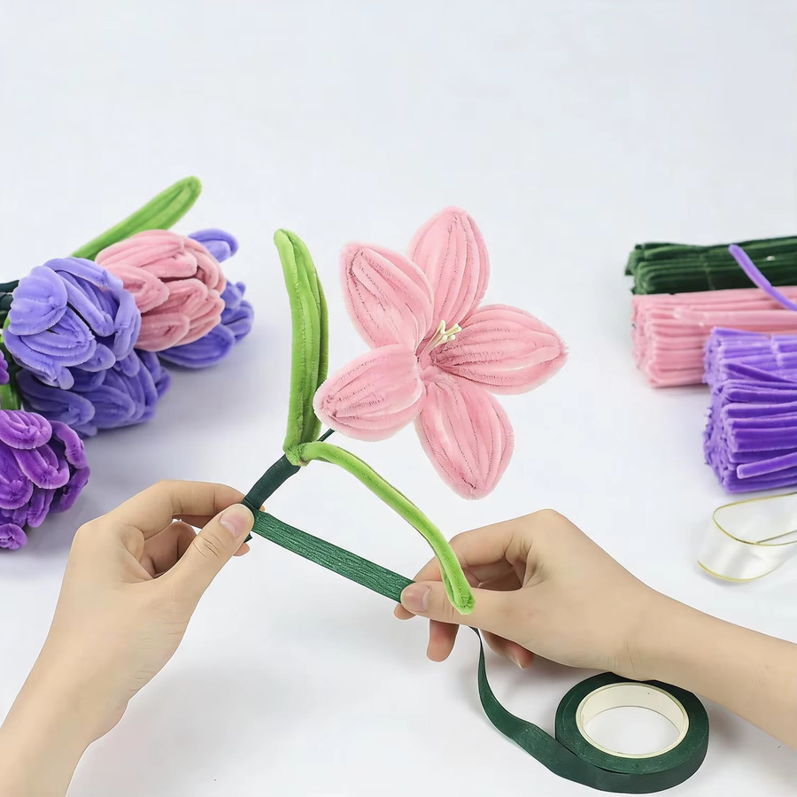 400 Stück Pfeifenreiniger Set in 3 Farben für Bastelarbeiten und DIY-Blumenherstellung mit Multicolour-Effekt - Bild 4