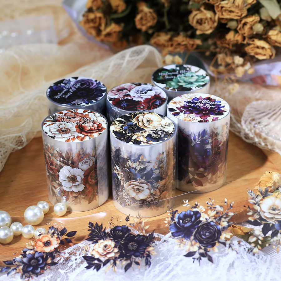 6er Set Blumenaufkleber aus PET für Scrapbooking und DIY Bastelarbeiten, Mehrfarbig - Bild 2