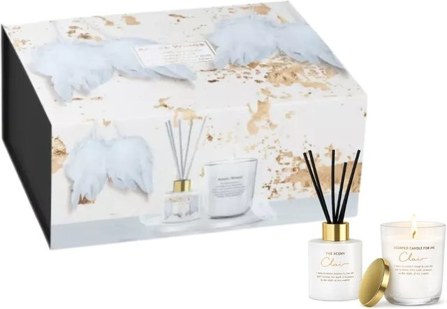 Dekohelden24 Geschenkset Angel Wings mit Duftkerze und Reed Diffuser, Weiß, B/H/T: 23 x 17 x 10 cm - Bild 1