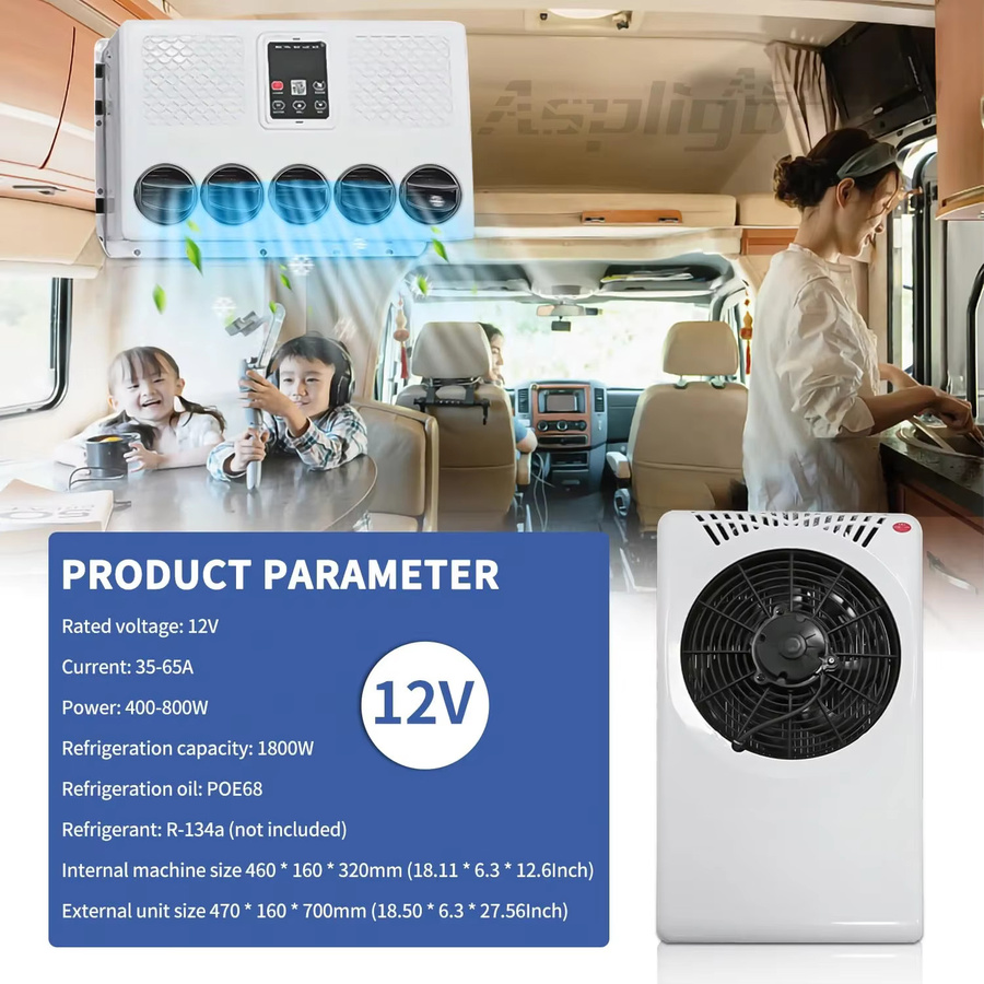 Aspligo New Energy Mobile Split-Klimaanlage 12/24V in Weiß für LKW, Wohnmobil, Wohnwagen, Boot und Zuhause - Bild 2