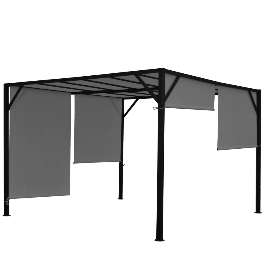 BERLINLODGE Pergola Baia Garten Pavillon mit Schiebedach in Grau, H x B x T: 212 x 305 x 305 cm - Bild 2