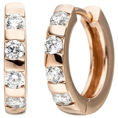 Colfem Creolen 925 Sterling Silber, rotgold vergoldet, 8 Zirkonia, Unisex - Bild 1