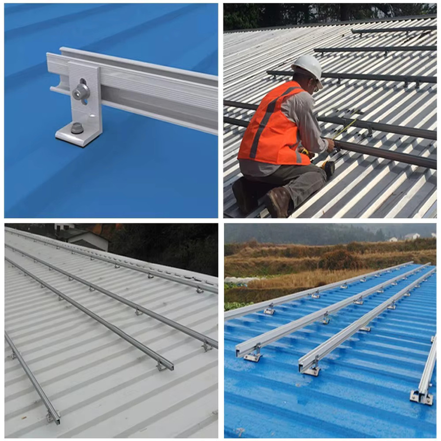 4/6 Stück Photovoltaik-Montagehalterung aus Aluminiumlegierung für glasierten Ziegeldach, Farbe: Silber, Länge: 200 mm - Bild 5