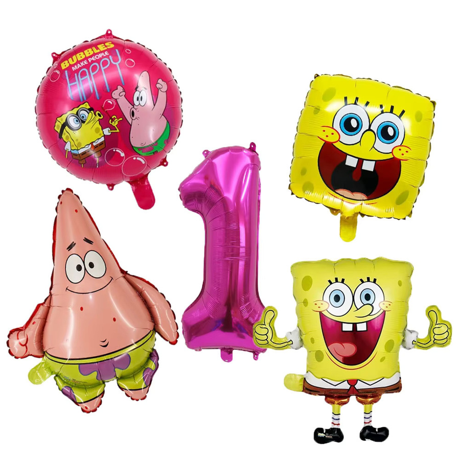 Potdemiel SpongeBob und Patrick Star Geburtstag Ballon Set mit Zahlen 1-9 für Kinder Party Dekoration in Mehrfarbig - Bild 2
