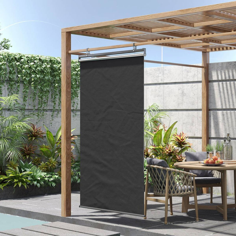 Outsunny Senkrechtmarkise aus Polyester mit Stahlrahmen in Dunkelgrau, B/H/T: 38 x 222 x 124 cm - Bild 4