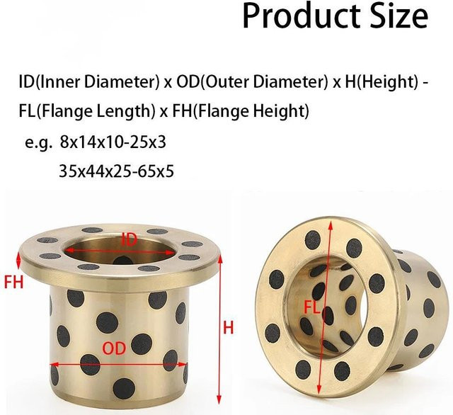 2 Stück JFB ölfreies Lager als Flansch-Kupferbuchse mit festem Schmiermittel, Innendurchmesser: 25 mm - Bild 1