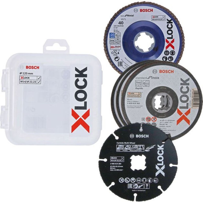 Bosch X-LOCK Trenn- und Fächerschleifscheiben-Set für Metall, Kunststoff und Universalanwendungen, 5-teilig, Durchmesser: 125 mm, Bohrungs-Ø: 22,23 mm - Bild 2