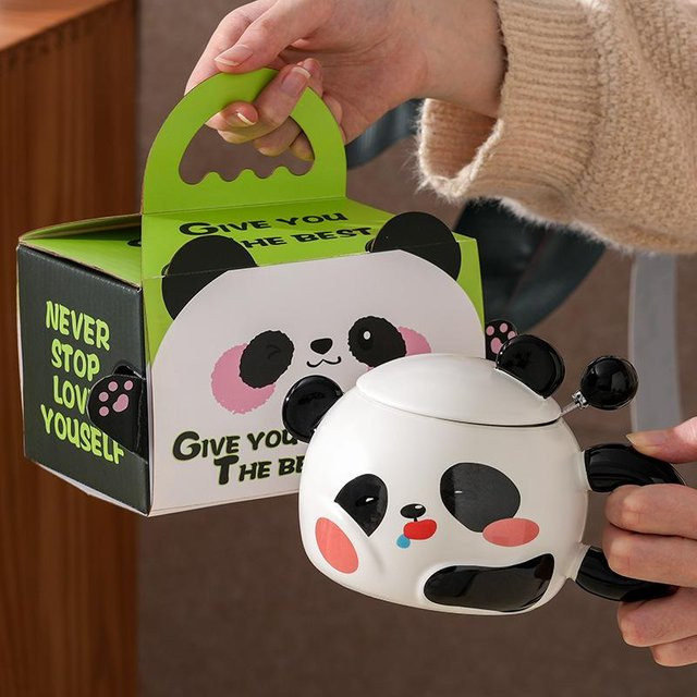 Yiran toy 1 Panda Keramiktasse in Weiß mit 400 ml Fassungsvermögen - Bild 1