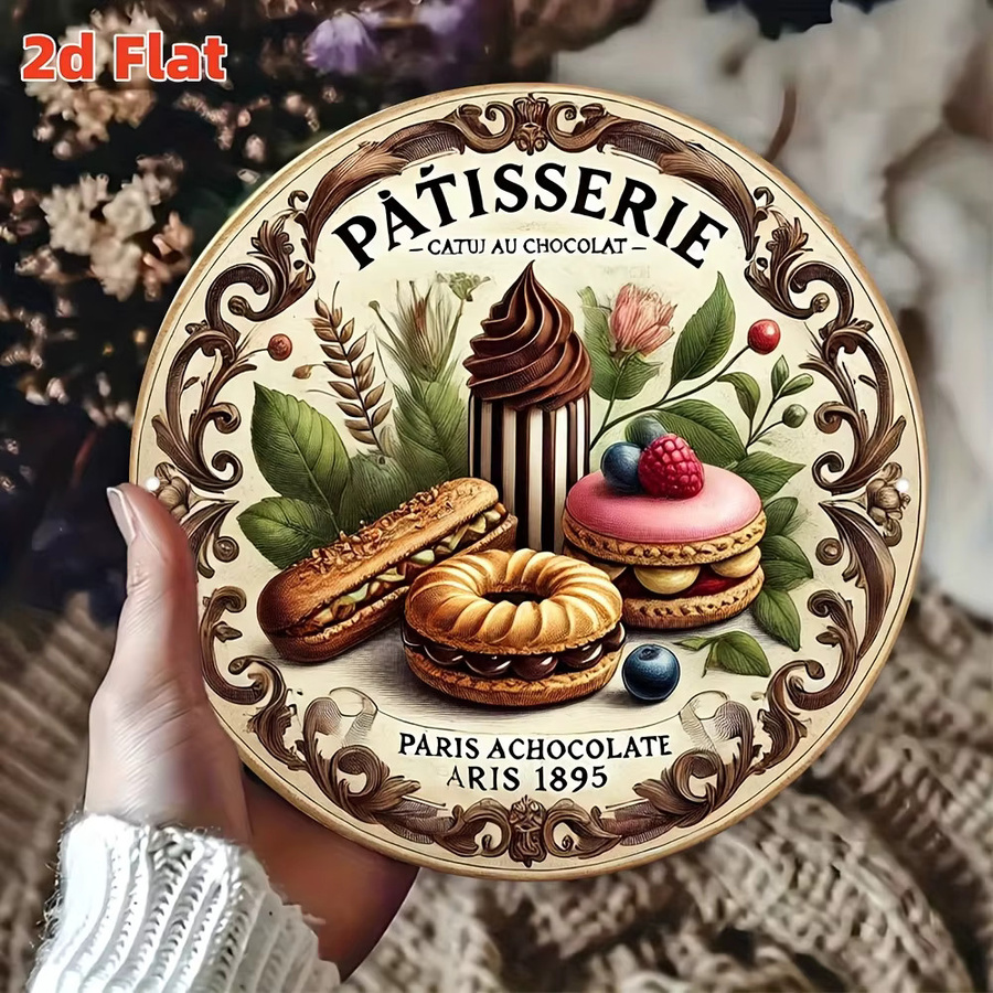 Potdemiel Vintage Parisian Baking Shop Metallwandkunst rund, Durchmesser: 19,81 cm, Multicolour - Bild 4