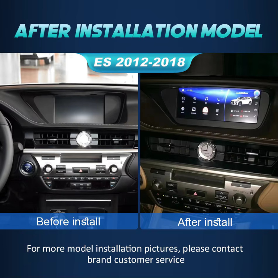 Nunoo Android 14 Autoradio-Multimedia-Player mit GPS-Navigation und CarPlay für Lexus ES ES250 ES350 ES300h 2012–2018, Schwarz - Bild 2