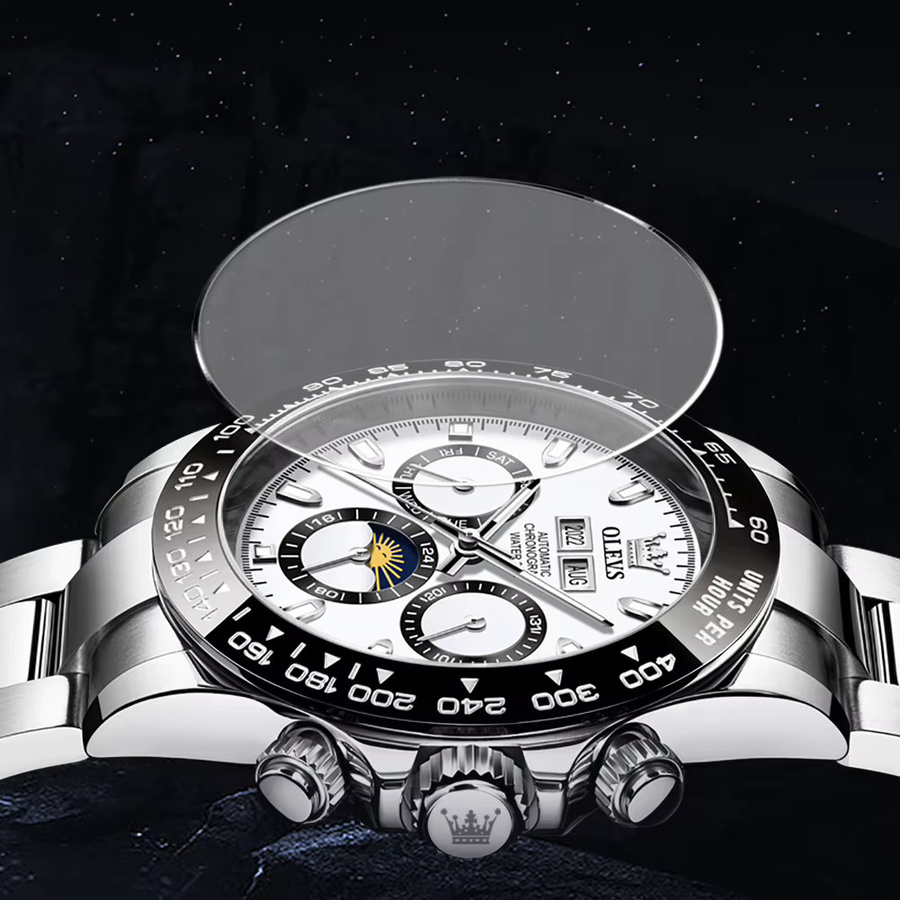 OLEVS Armbanduhr Automatik, Edelstahl, Silver Black, Herren - Bild 2