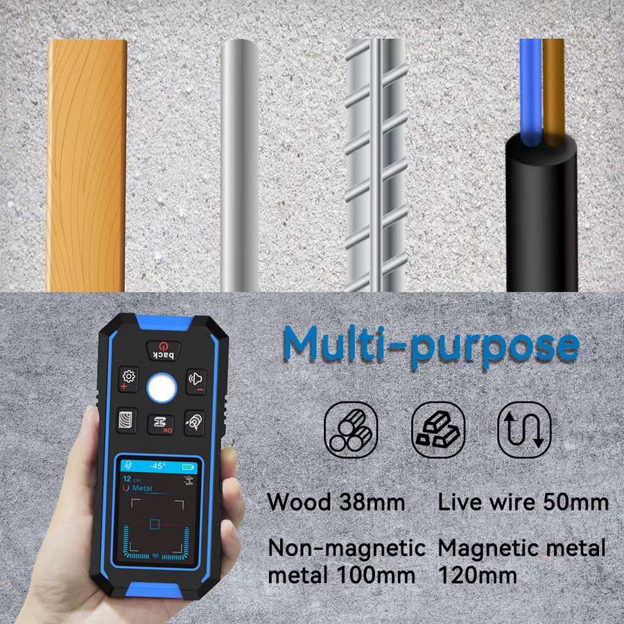 NOYAFA NF-518 Multifunktions-Wanddetektor mit Sprachausgabe für Metall, Nichtmetall, Wechselstrom-Leitungen und Holzpfosten - Bild 4