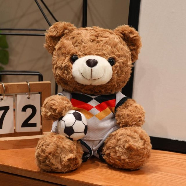 Yiran toy Kawaii Fußballbär Plüschtier, 15cm, ab 3 Jahre - Bild 1