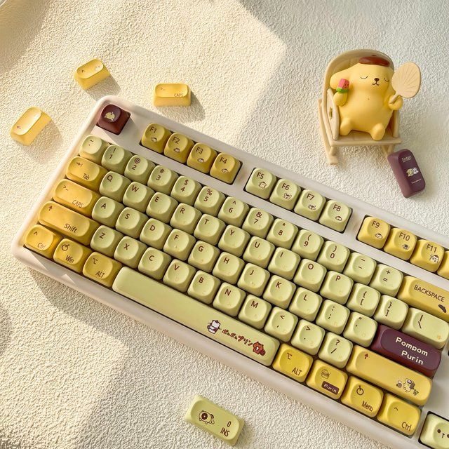 MINISO Sanrio Pom Pom Purin Mechanische Tastatur Tastenkappen aus PBT in Gelb mit MOA XDA Cherry Profile für MX Switches - Bild 1