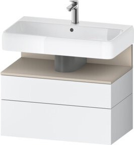 Duravit Waschtischunterschrank Qatego in Weiß Hochglanz, Wandmontage mit 1 Tür und 1 Auszug, B/T/H: 79 x 47 x 59 cm - Bild 1